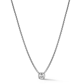 JAI Silver White Topaz & Diamond Halo Necklace